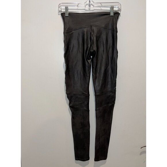 Spanx Moto Black Faux Leather Leggings High Rise Womens Size Medium - Picture 7 of 11